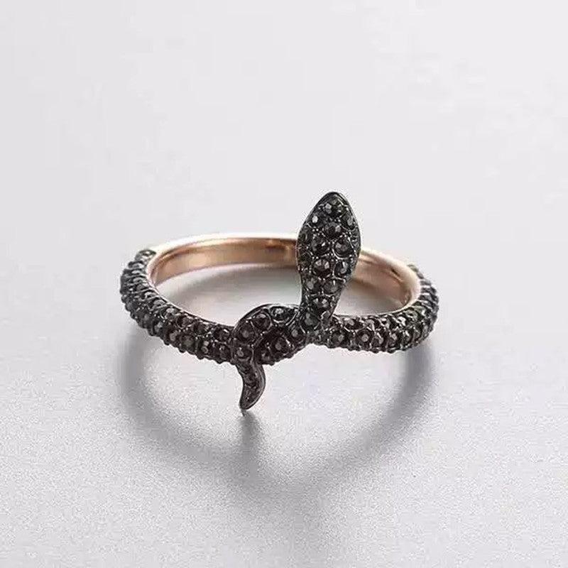 Personality Silver Snake Ring Black Snake Ring