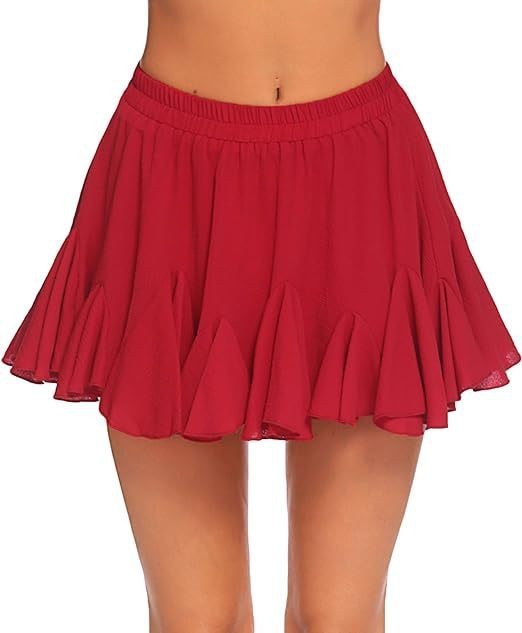 Skirt A- Line High Waist Pleated Mini Elastic Waist