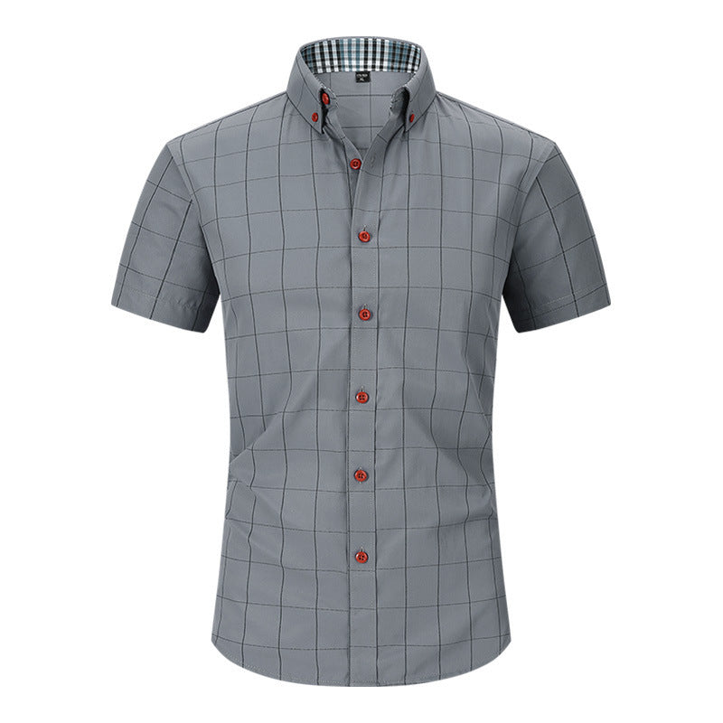 Plaid Men's Short-sleeved Shirt Anti-wrinkle