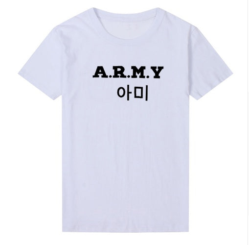 A.R.M.Y T-shirts, men and women, English, digital letters, street short-sleeved, AliExpress