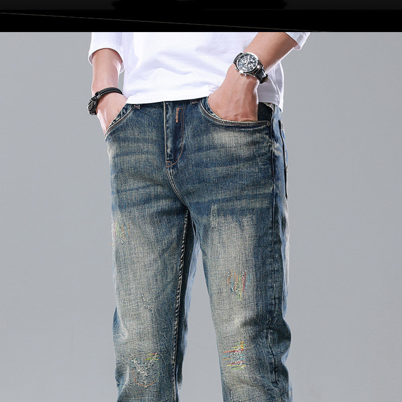 Men's Straight Slim Cotton Vintage Jeans