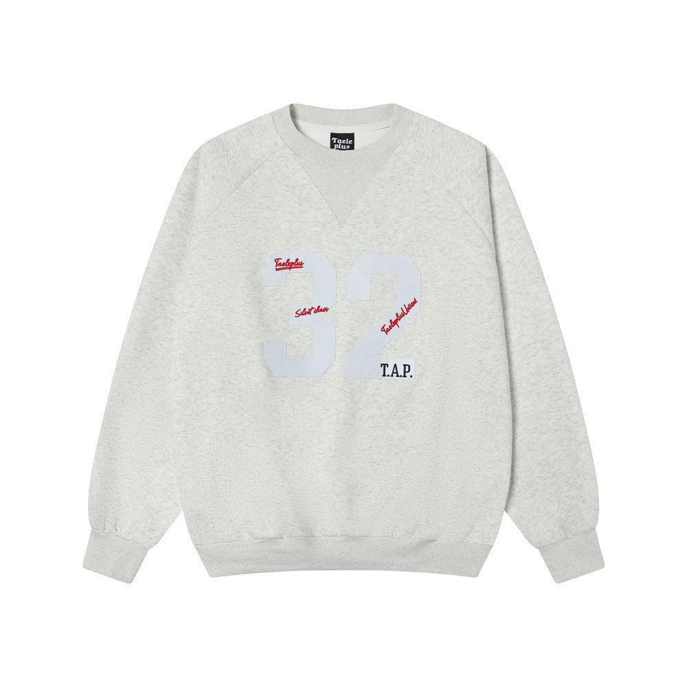 American Street Fashion Paste Cloth Embroidery Letter Crew Neck Sweater