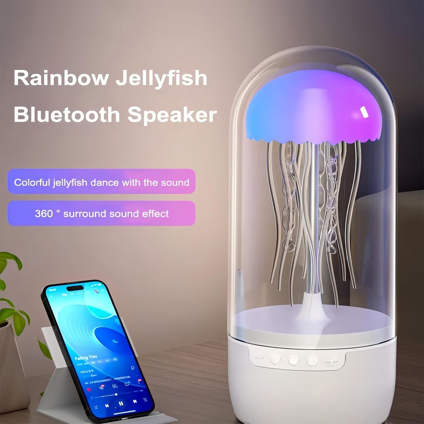 3 In 1 Creative Colorful Jellyfish Lamp Bluetooth-compatible Speaker Ellyfish Speaker With Lights For Home Office