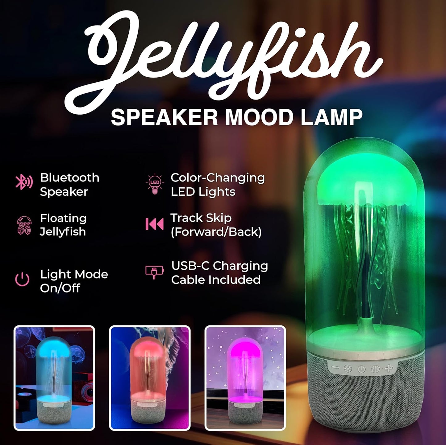 3 In 1 Creative Colorful Jellyfish Lamp Bluetooth-compatible Speaker Ellyfish Speaker With Lights For Home Office