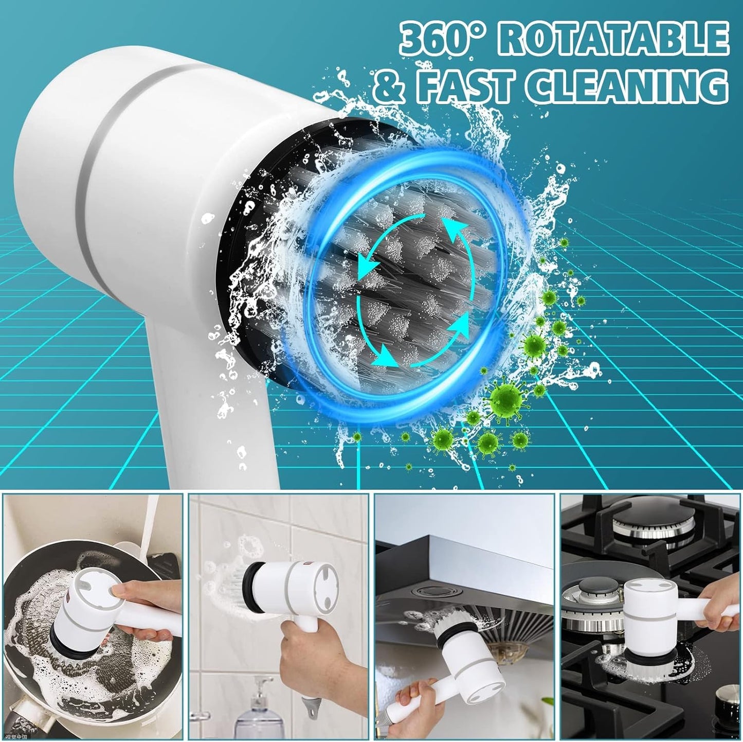 Wireless Electric Cleaning Brush USB Rechargeable Kitchen Bathtub Tile