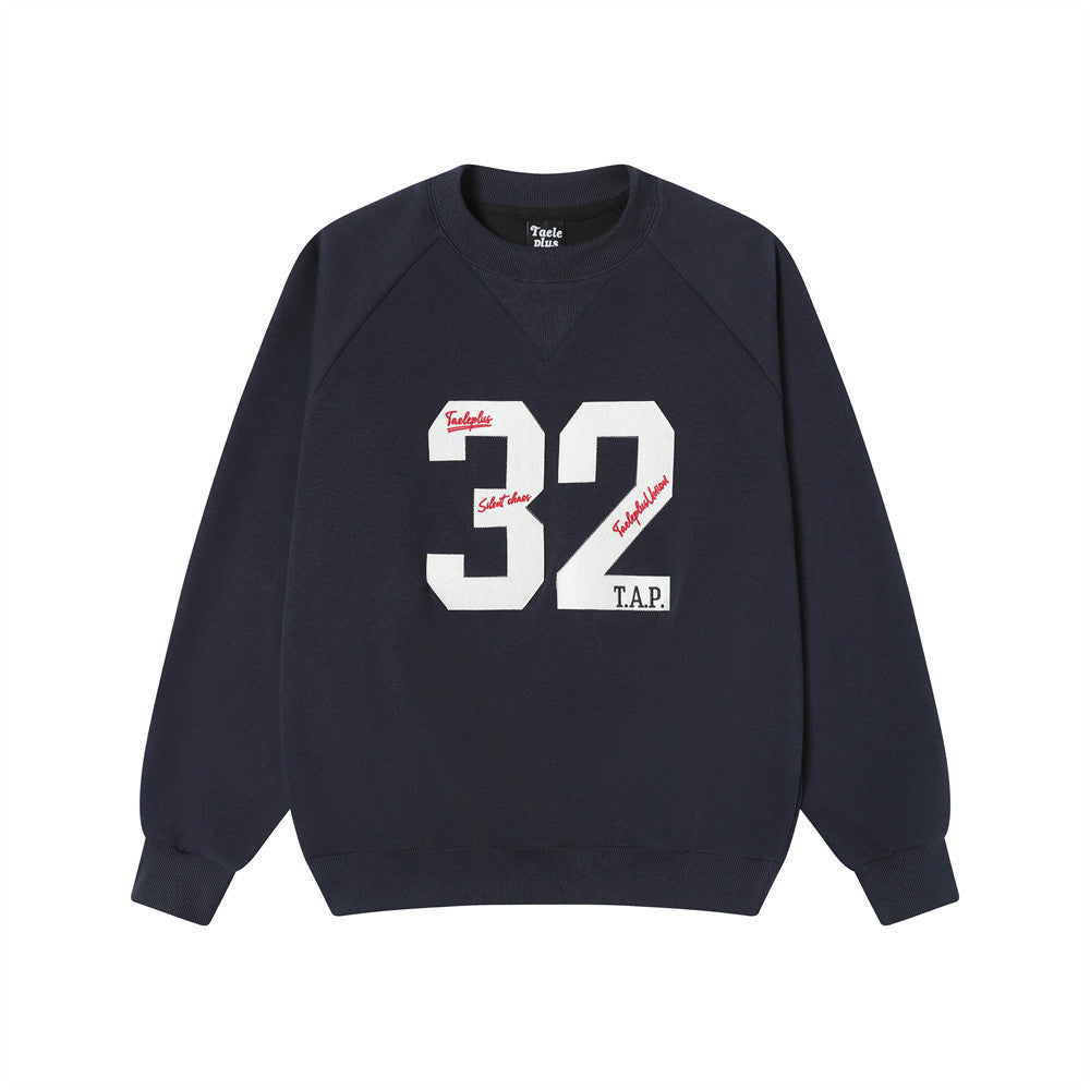 American Street Fashion Paste Cloth Embroidery Letter Crew Neck Sweater