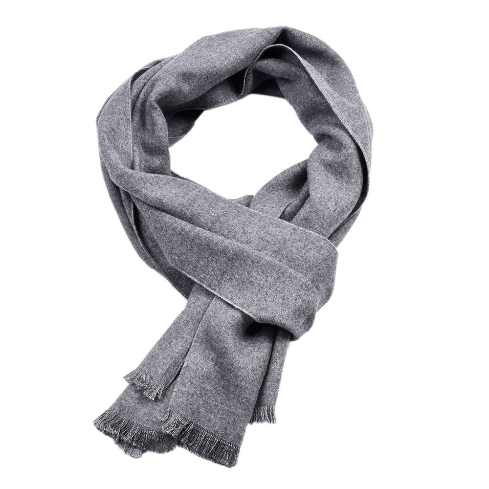 Men's Pure Color Cashmere-like Double-sided Yarn-dyed Scarf