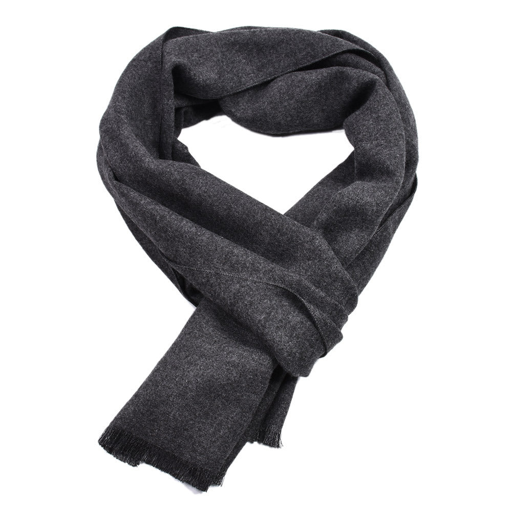 Men's Pure Color Cashmere-like Double-sided Yarn-dyed Scarf