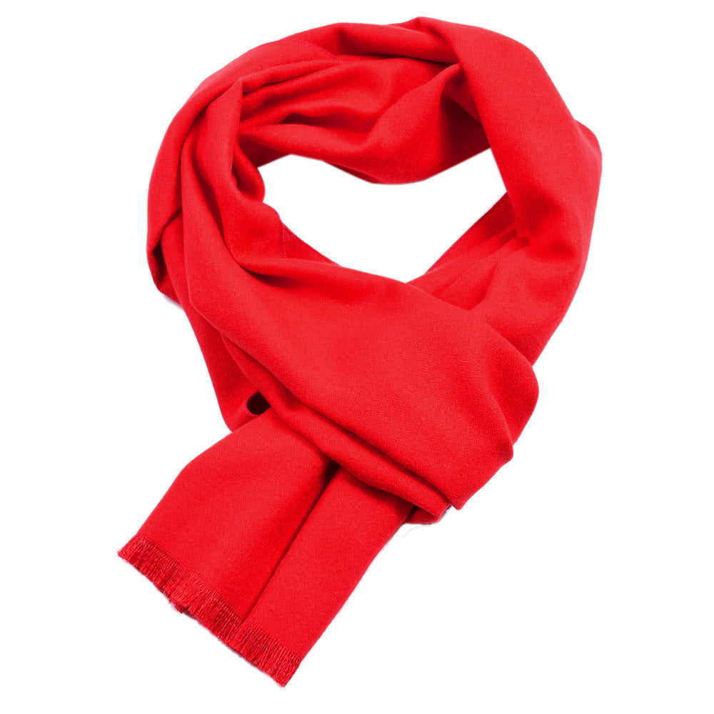 Men's Pure Color Cashmere-like Double-sided Yarn-dyed Scarf