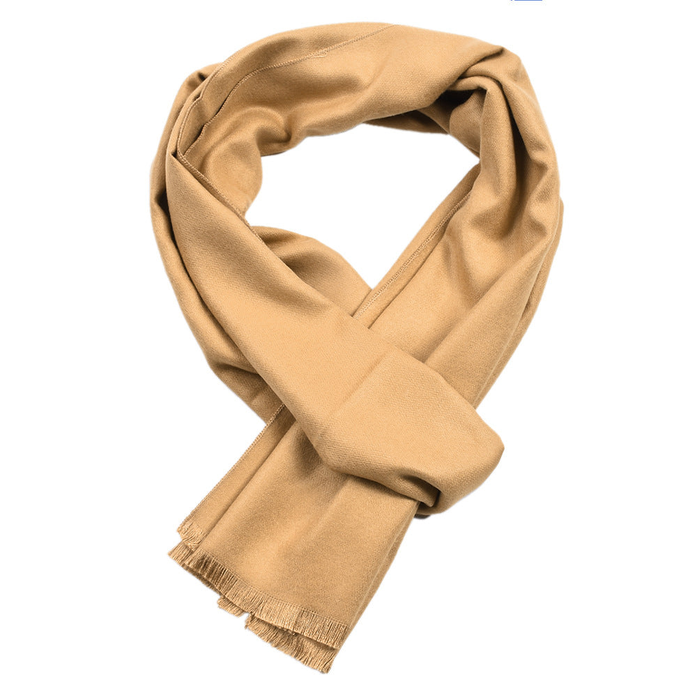 Men's Pure Color Cashmere-like Double-sided Yarn-dyed Scarf