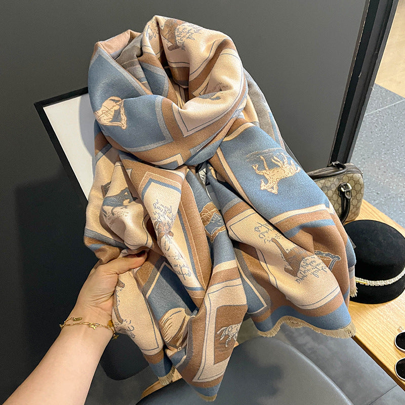 Carriage Artificial Cashmere Scarf Women's Dual-use Air Conditioning Shawl