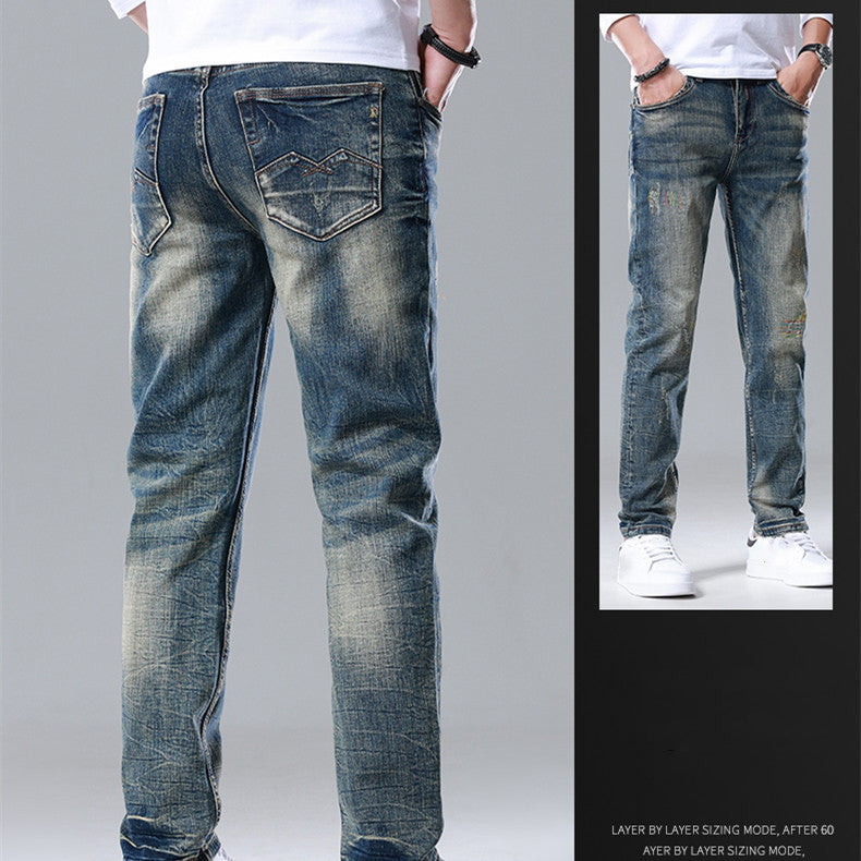 Men's Straight Slim Cotton Vintage Jeans