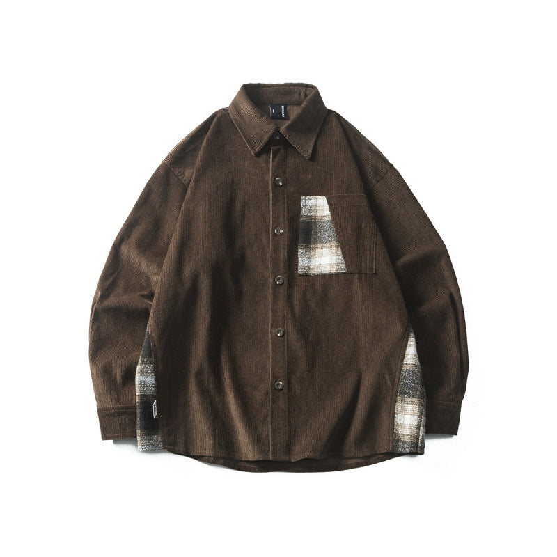 Stitching Corduroy Shirt Men's Vintage Shirt Coat