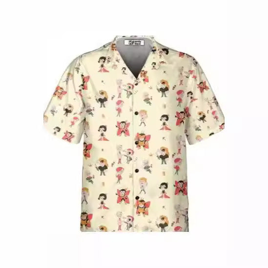 Acetate Fiber Men's Short-sleeved Shirt Stretch Printed Shirt