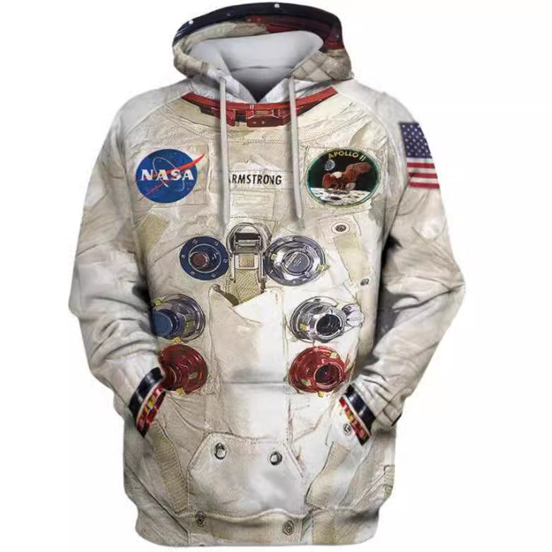 Men's 3d Space Suit Digital Printing Long-sleeved Pullover Hoodie