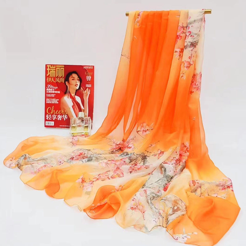 Polyester Women's Summer Silk Scarf Oversized Sunscreen Lightweight Beach Towel