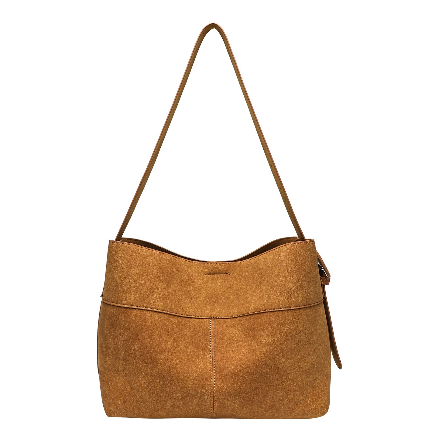 Fashionable All-match Brown Retro Frosted Large Capacity Commuter Bucket Bag