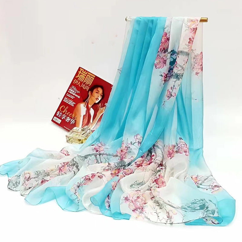 Polyester Women's Summer Silk Scarf Oversized Sunscreen Lightweight Beach Towel