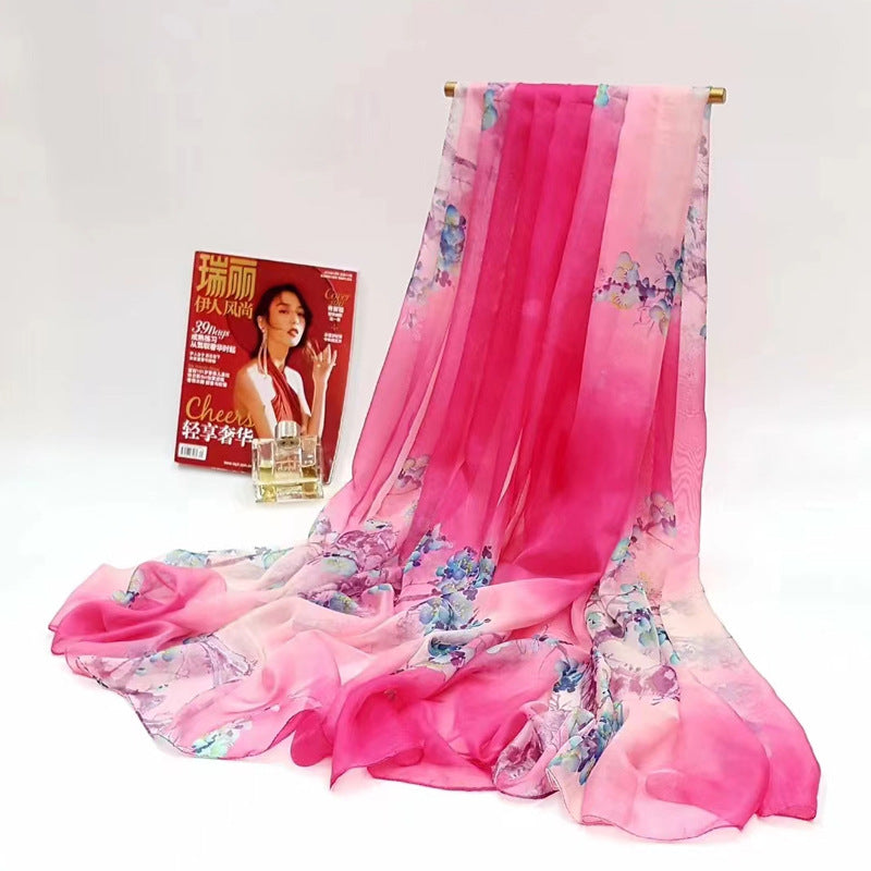 Polyester Women's Summer Silk Scarf Oversized Sunscreen Lightweight Beach Towel