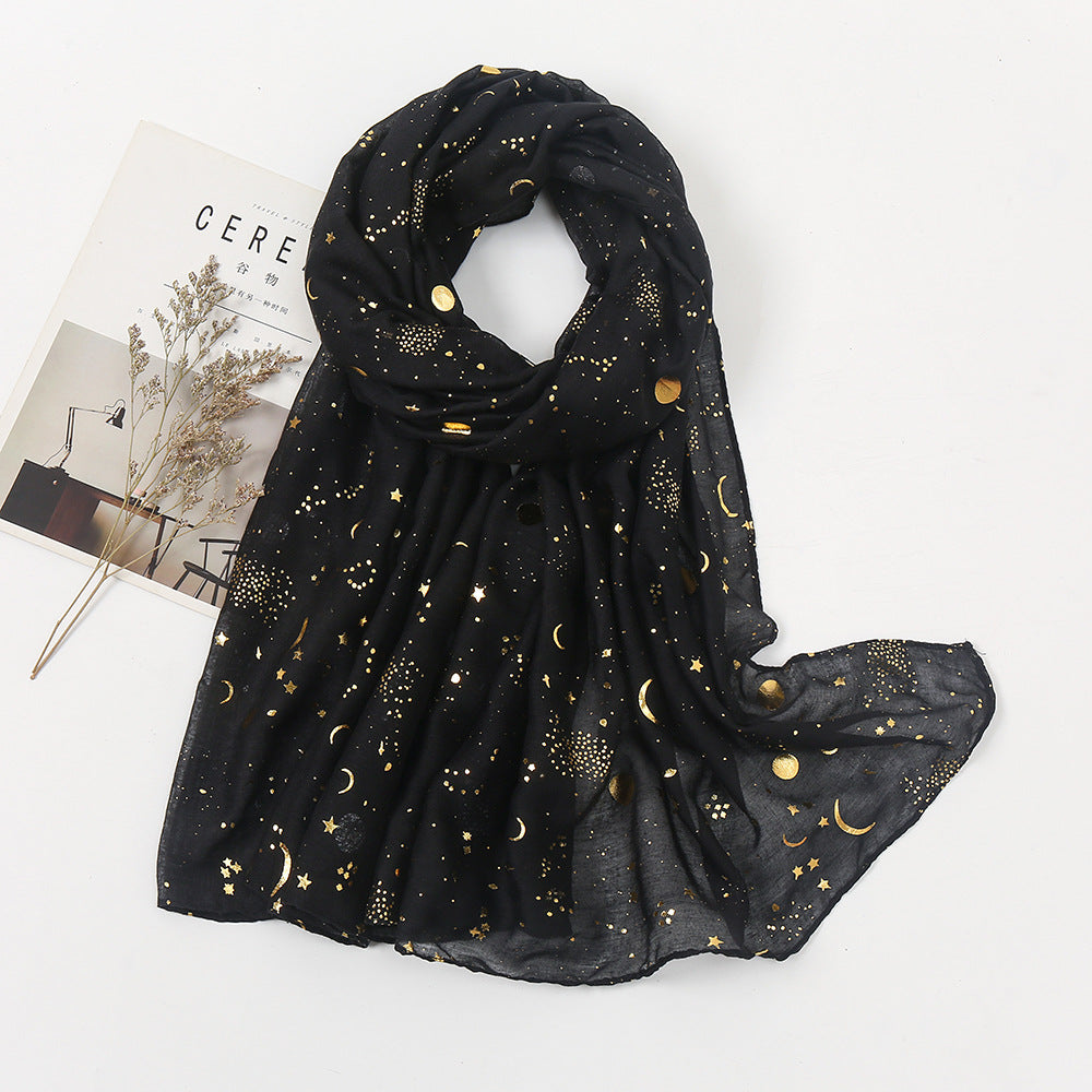 Polyester Accessories Star Moon Wear TR Cotton Starry Sky Bronzing Women's Scarf