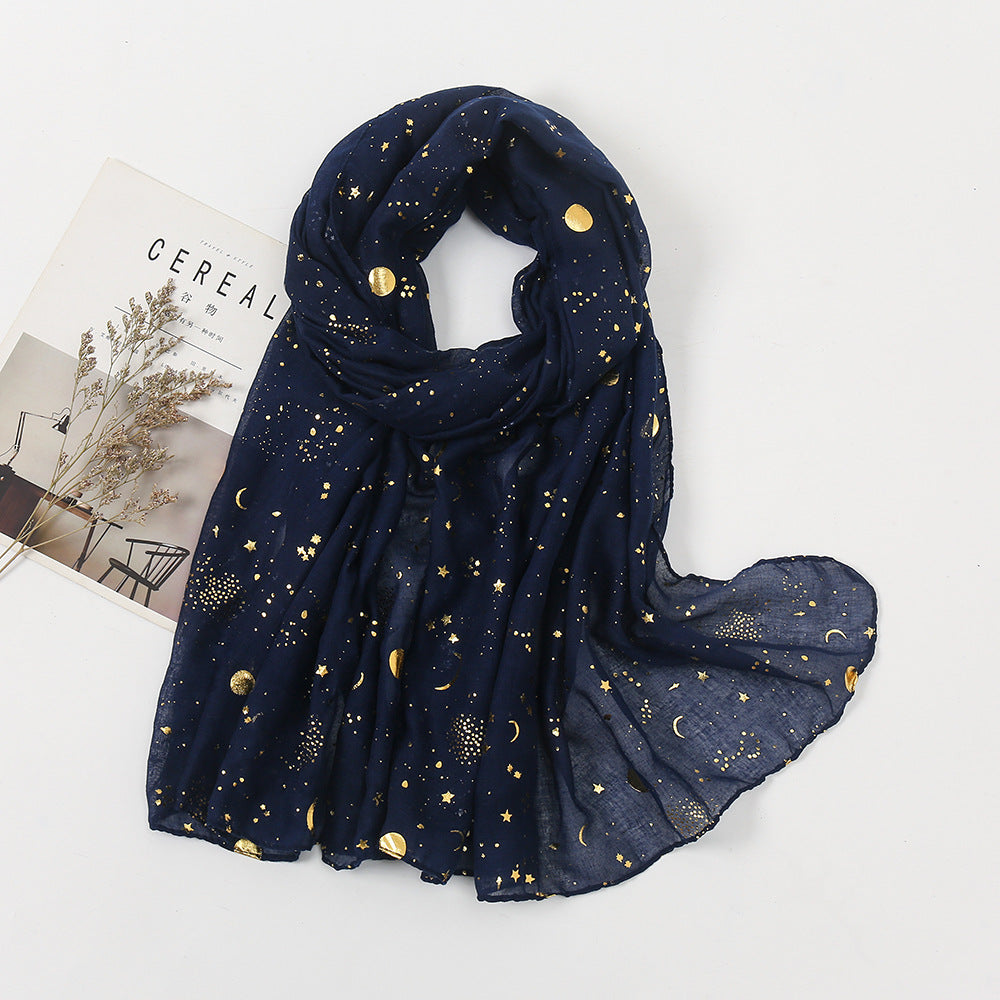 Polyester Accessories Star Moon Wear TR Cotton Starry Sky Bronzing Women's Scarf