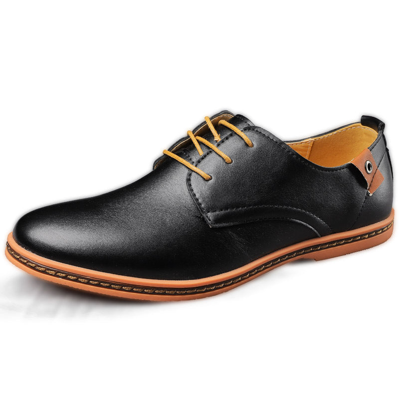 Men's Casual Business Shoes Leather Surface Lace-up Pumps