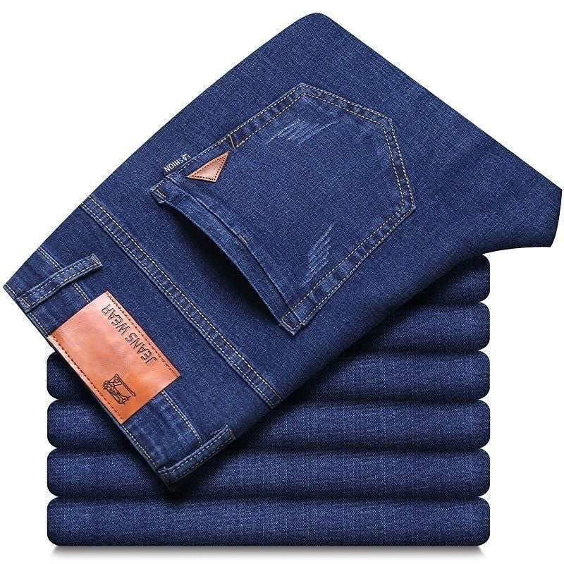 Men's Business Straight Loose Elastic Jeans