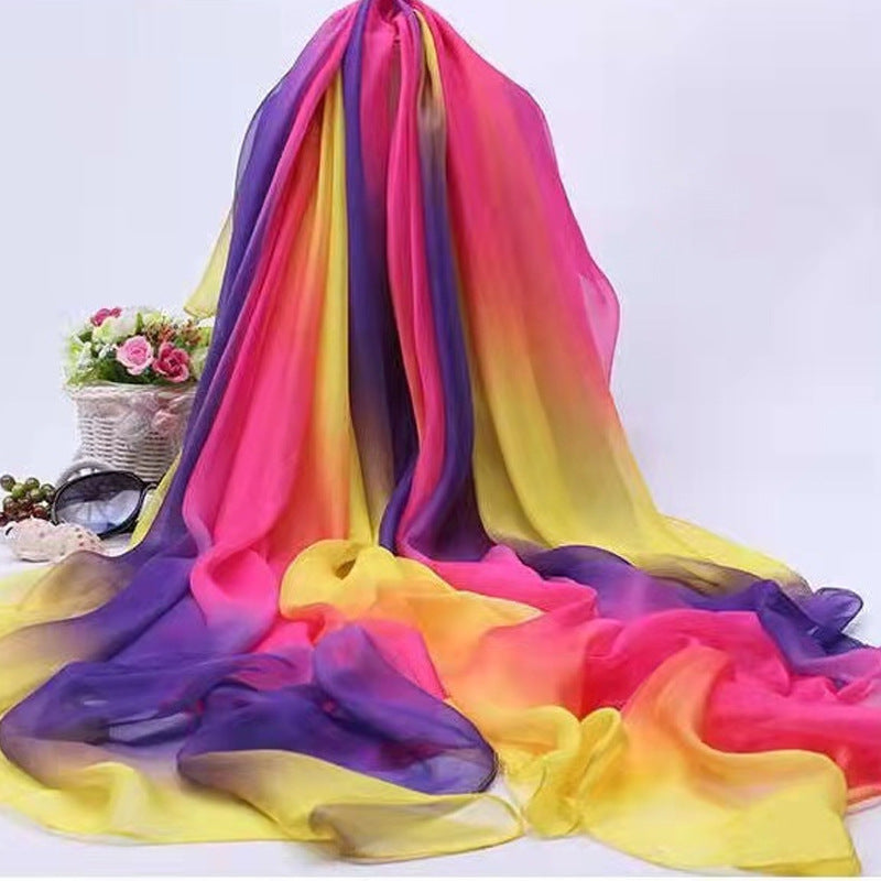 Polyester Women's Summer Silk Scarf Oversized Sunscreen Lightweight Beach Towel