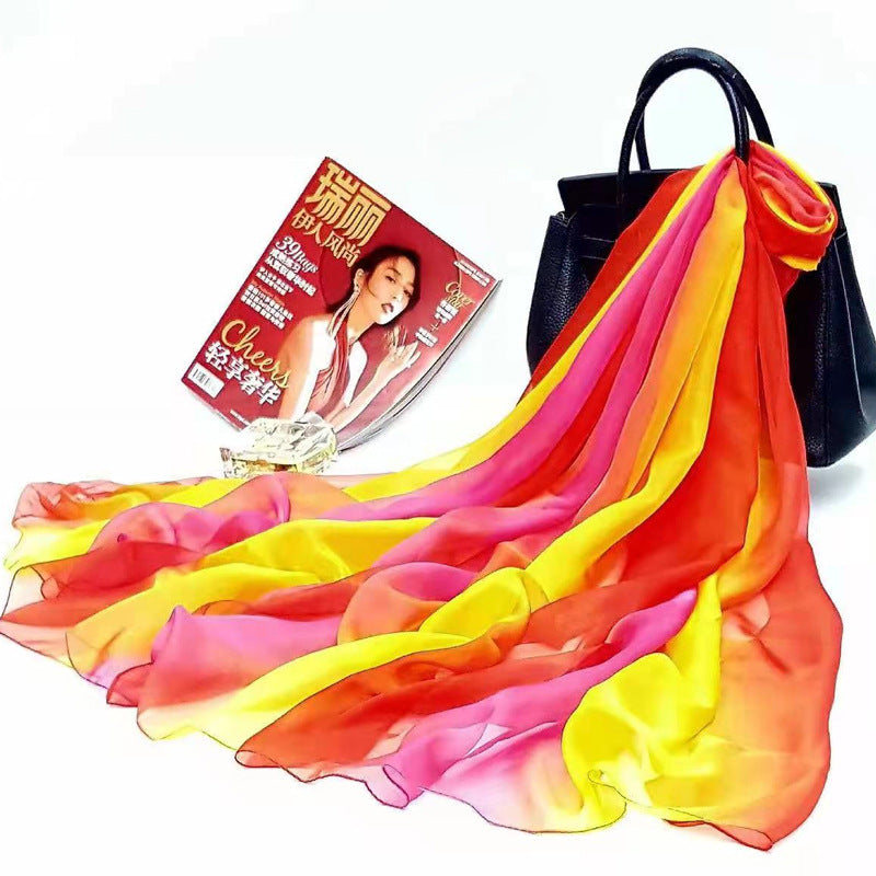 Polyester Women's Summer Silk Scarf Oversized Sunscreen Lightweight Beach Towel