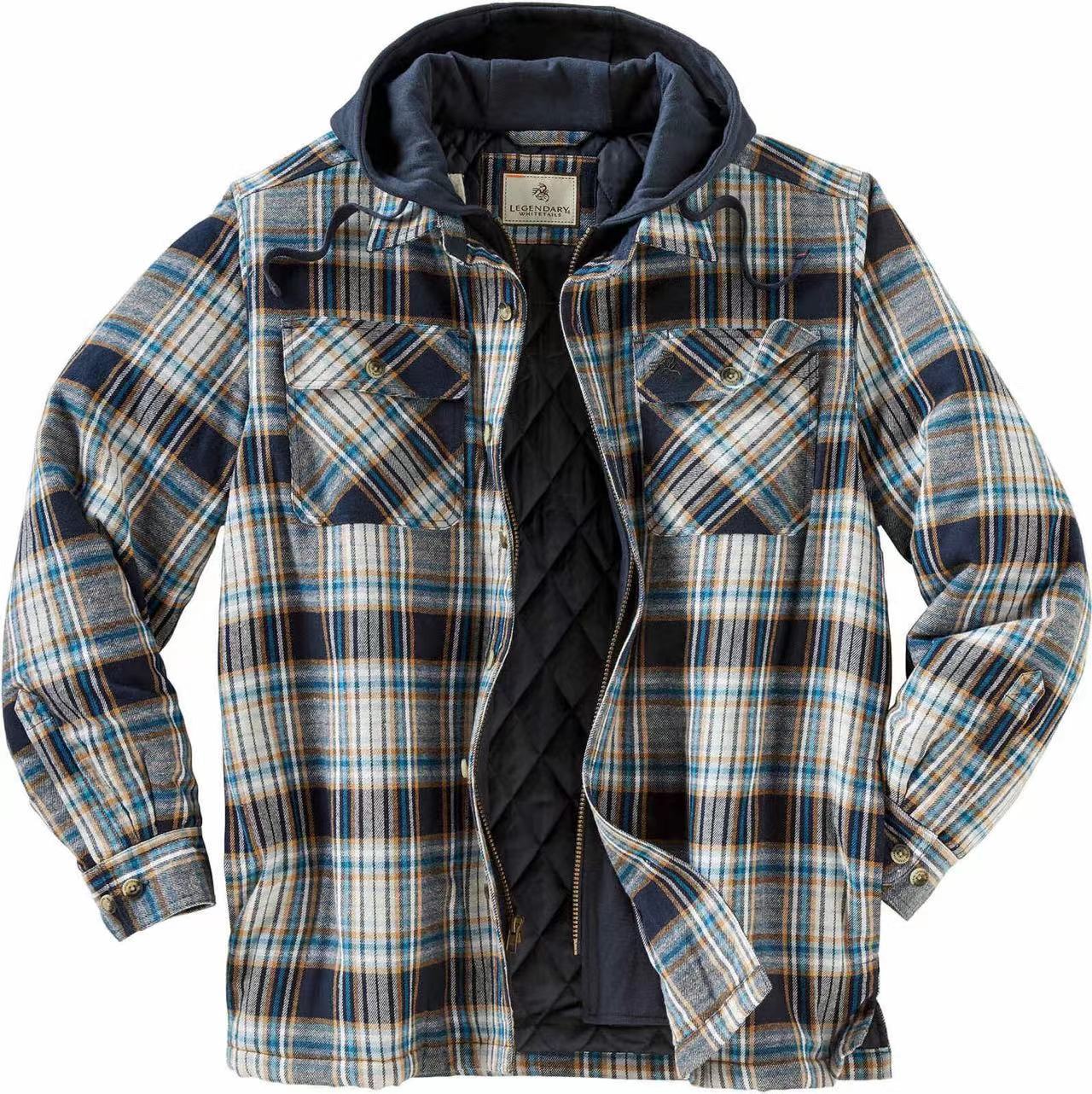 Cotton Coat Plaid Printed Loose Jacket Men