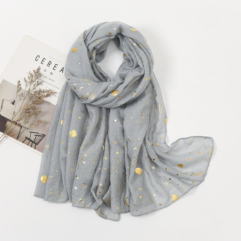 Polyester Accessories Star Moon Wear TR Cotton Starry Sky Bronzing Women's Scarf