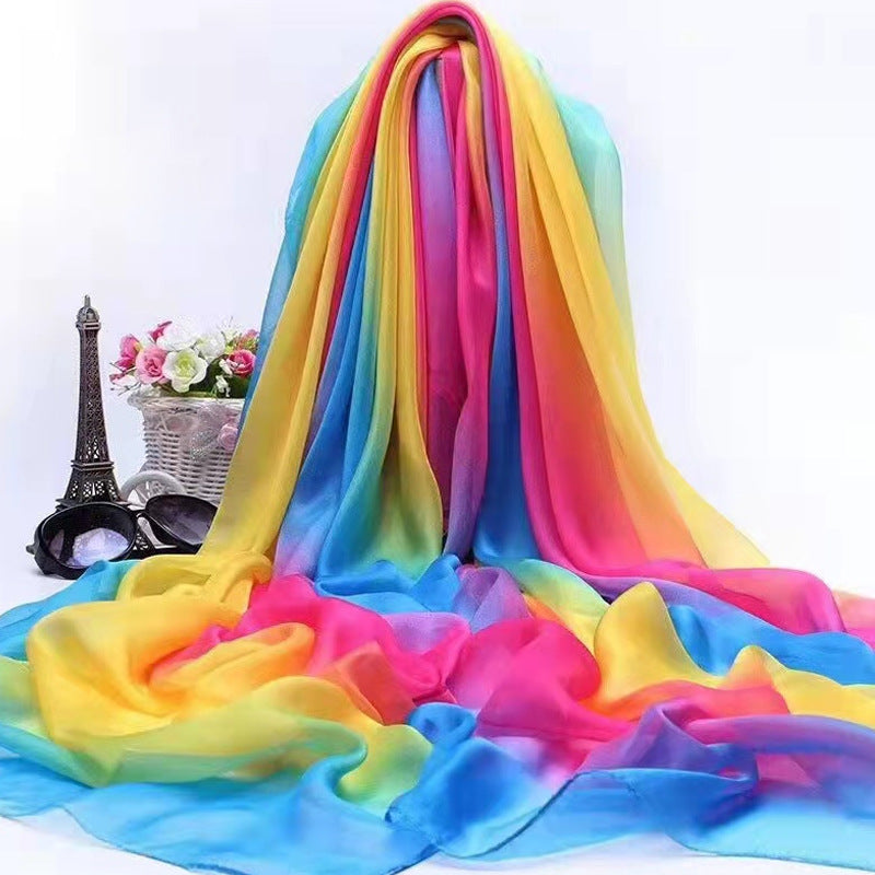 Polyester Women's Summer Silk Scarf Oversized Sunscreen Lightweight Beach Towel