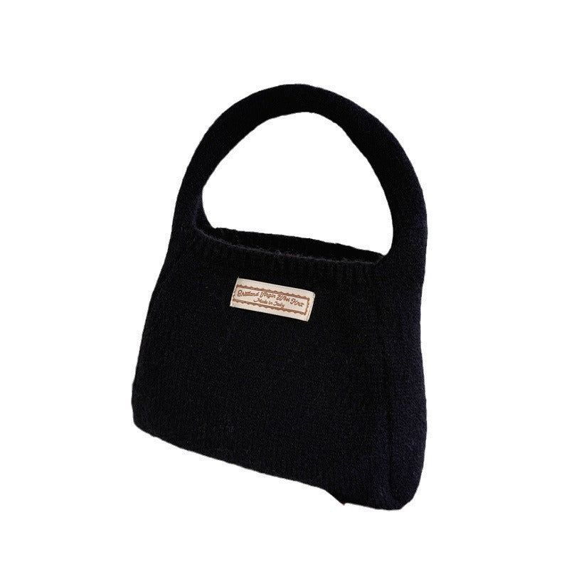 Fashion Solid Color Woolen Yarn Bag Portable Small Carrying Bag Women