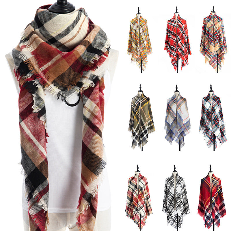 Women's Cashmere-like Plus-sized Double-sided Qicaigei Scarf Shawl