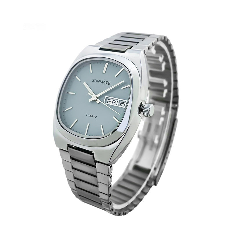 Fashion Simple Square White Shell Steel Belt Quartz Watch