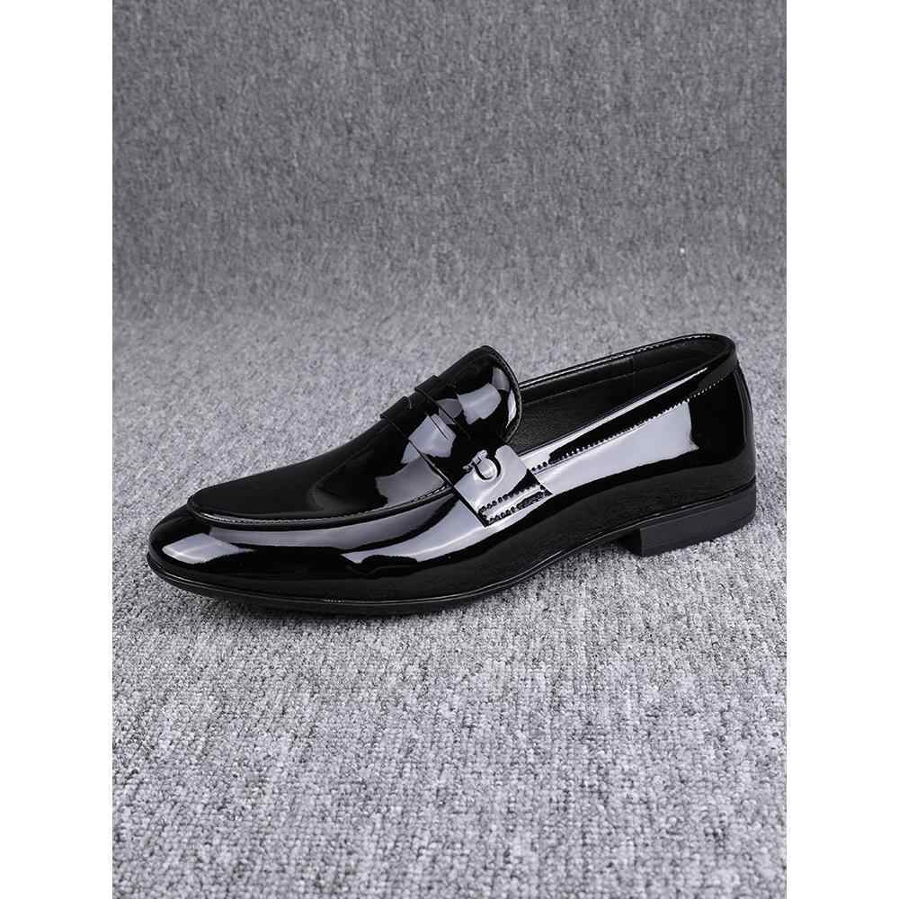 Glossy Slip-on Casual Breathable Business Formal Wear Leather Shoes